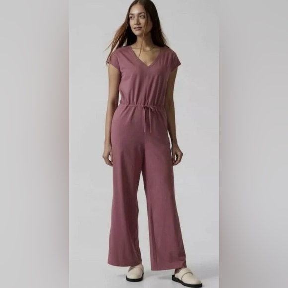 NWT!! Athleta Willow Tawny Rose Supima Cotton Jumpsuit Size Large - Picture 1 of 13